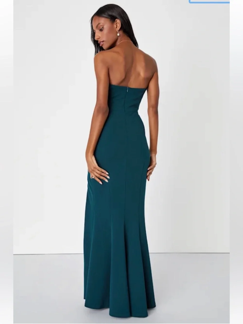 Lulu’s Marvelous Entrance Emerald Green Pleated Strapless Maxi Dress M NWT
